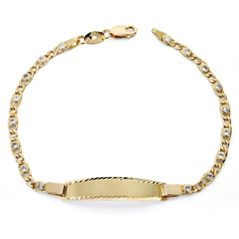 Esclava oro 18k circonitas 17cm. cierre mosquetón [7754]
