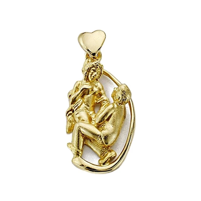 Colgante oro 18k pareja enamorados 25mm. [7891]