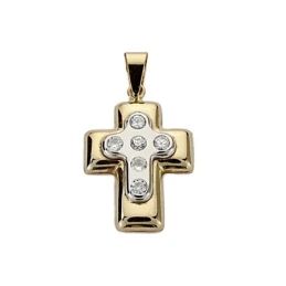 Cruz oro 18k bicolor 22mm. circonitas [7910]