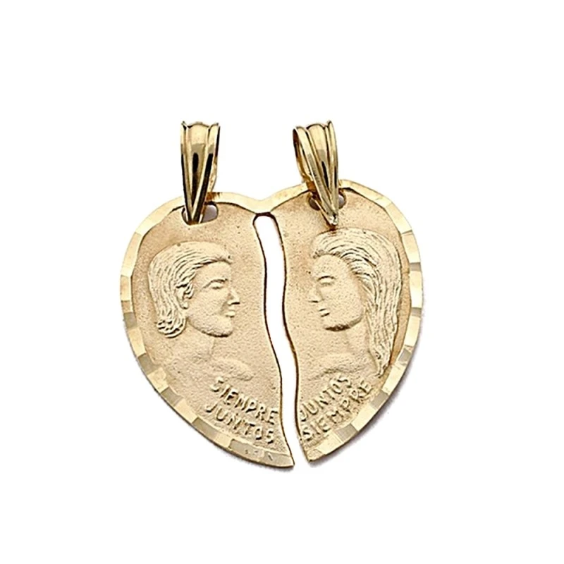Colgante oro 18k corazón 20mm. pareja partido [7920]