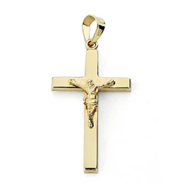 Crucifijo oro 18k Cristo 27mm. palo rectangular [7937]