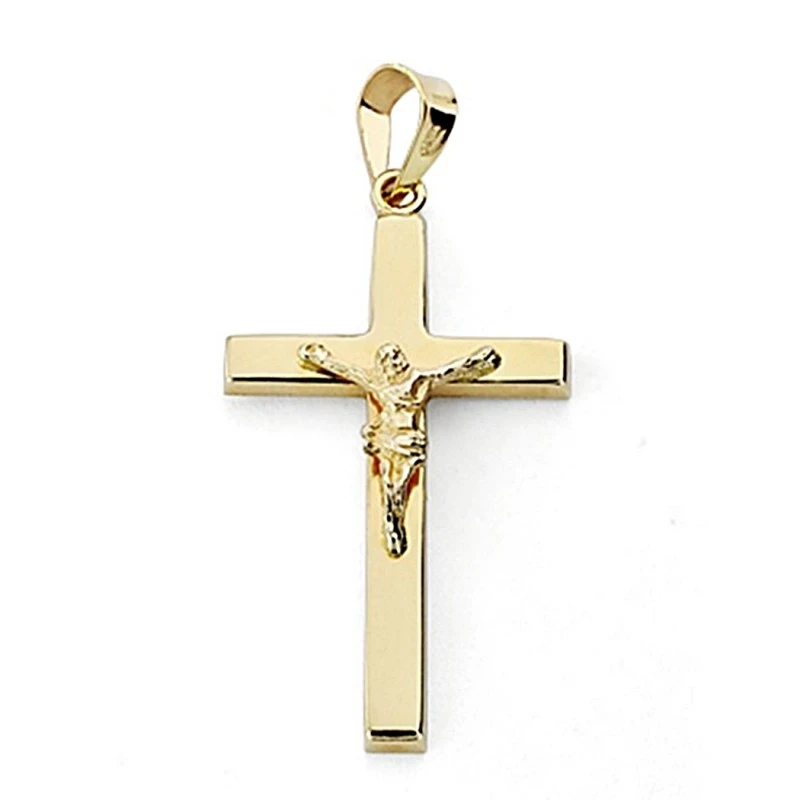 Crucifijo oro 18k Cristo 27mm. palo rectangular [7937]