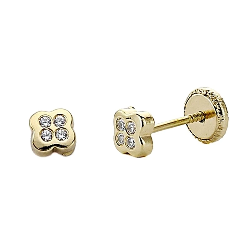 Pendientes oro 18k circonitas tornillo [7947]