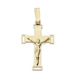 Crucifijo oro 18k Cristo calada plana grande [7982]