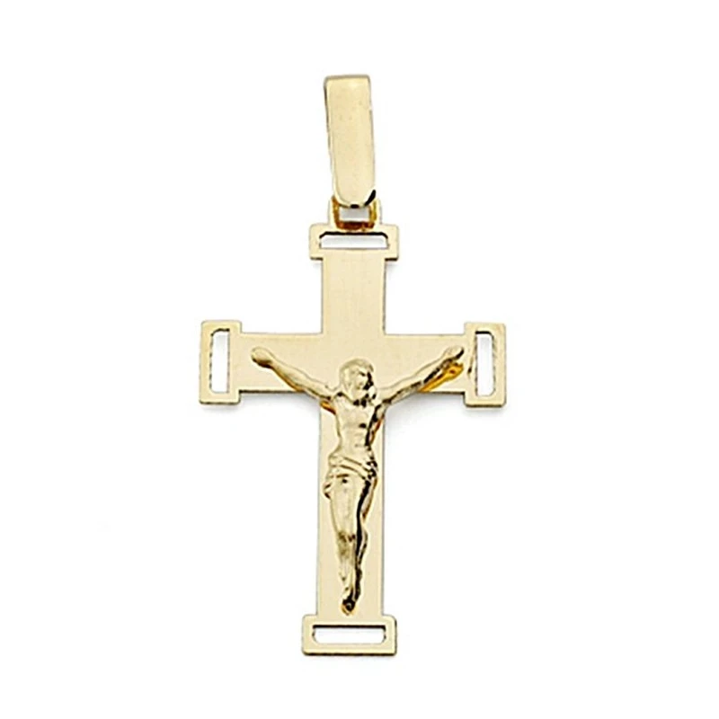 Crucifijo oro 18k Cristo calada plana grande [7982]