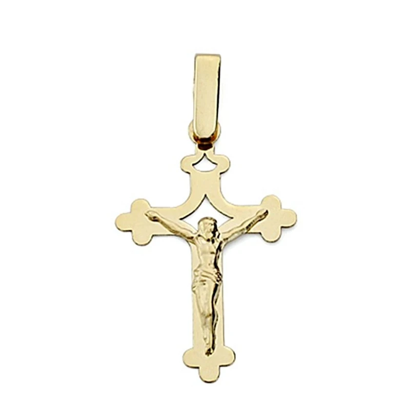 Crucifijo oro 18k Cristo calada plana grande [7983]