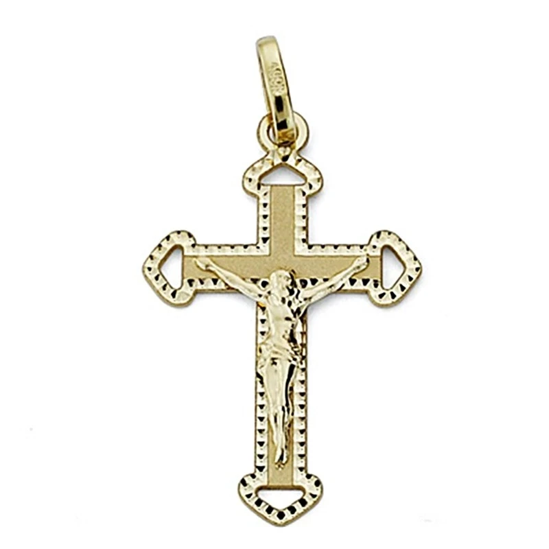 Crucifijo oro 18k Cristo 27mm. tallado calado [7991]