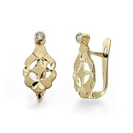 Pendientes oro 18k cubanas niña 13mm. circonita [7997]
