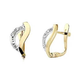 Pendientes oro 18k bicolor 13mm. circonitas palillo catalán [8002]