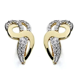 Pendientes oro 18k bicolor 19mm. circonitas [8013]
