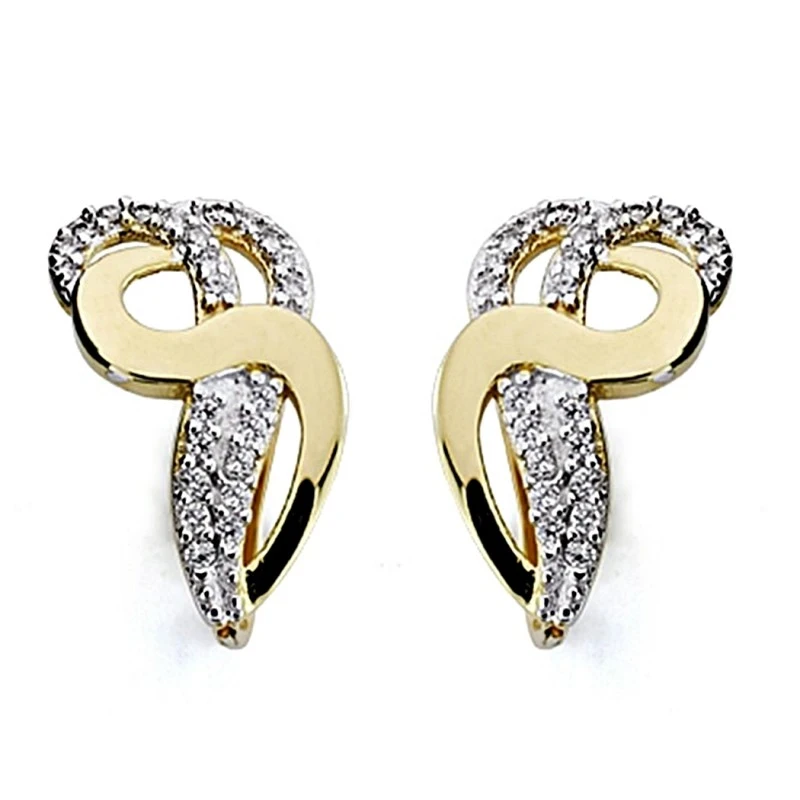 Pendientes oro 18k bicolor 19mm. circonitas [8013]