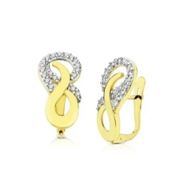 Pendientes oro 18k bicolor 17mm. circonitas palillo catalán [8014]