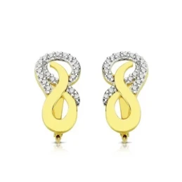 Pendientes oro 18k bicolor 17mm. circonitas palillo catalán [8014]