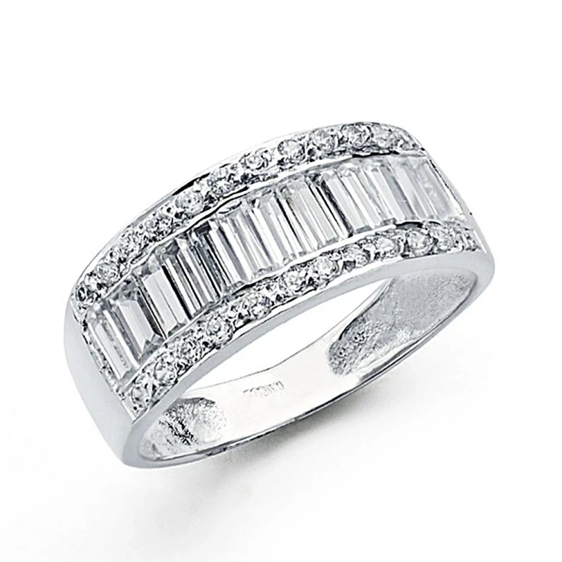 Sortija oro blanco 18k circonitas carré [8025]