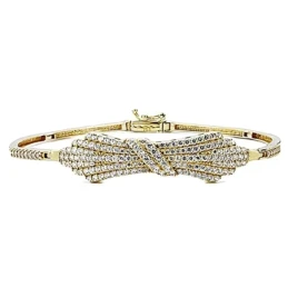 Pulsera oro 18k brazalete circonita 19cm. semirígida [8033]