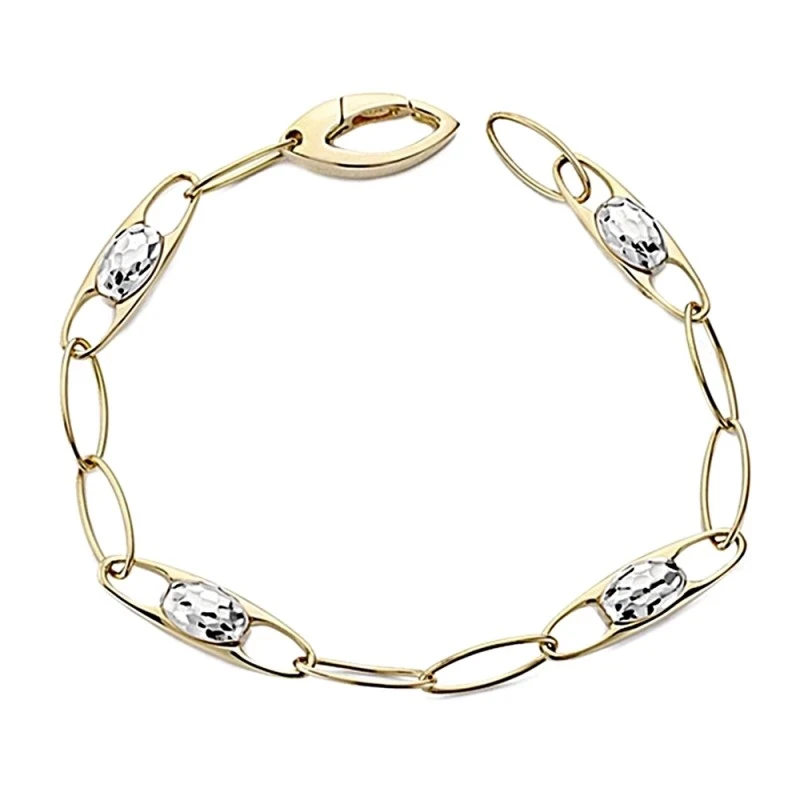 Pulsera oro 18k bicolor 19cm. eslabones [8038]