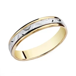 Alianza oro 18k bicolor 4mm. [8060]