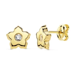 Pendientes oro 18k bicolor bandas anchas 13x6mm. [8294]