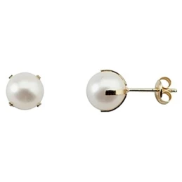 Pendientes oro 18k perla cultivada 8mm. [8753]