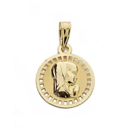 Medalla oro 18k Virgen Niña 17mm. redonda [9002]