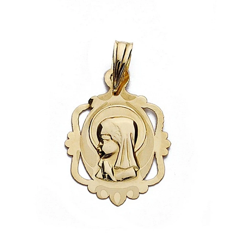 Medalla oro 18k Virgen Niña 20mm. calada [9005]