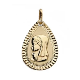 Medalla oro 18k Virgen Niña 20mm. bisel chico [9016]