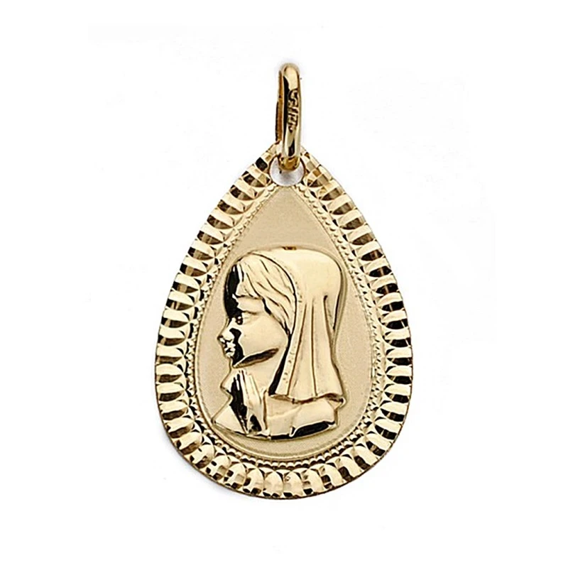 Medalla oro 18k Virgen Niña 20mm. bisel chico [9016]