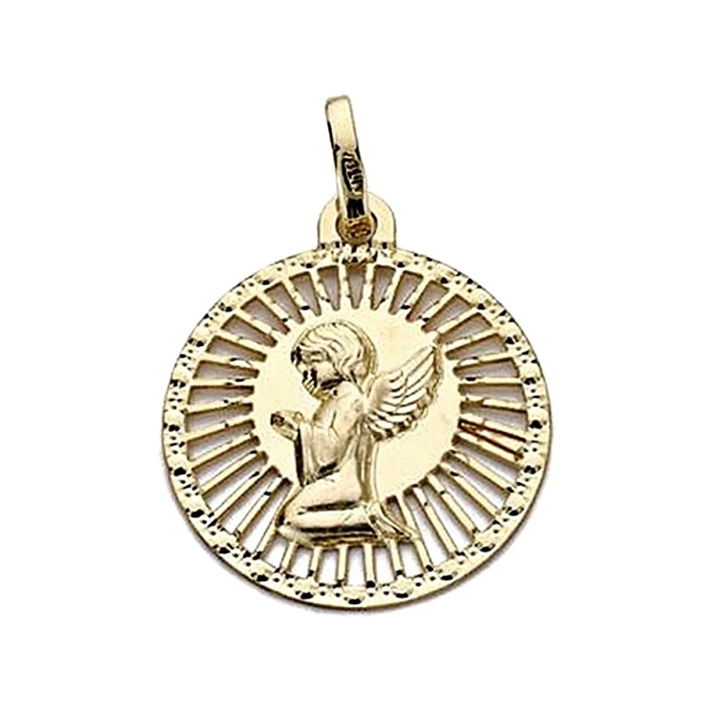 Medalla oro 18k angelito 21mm. cerco calada [9028]