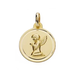 Medalla oro 18k Ángel de la Guarda 16mm, redondo [9065]