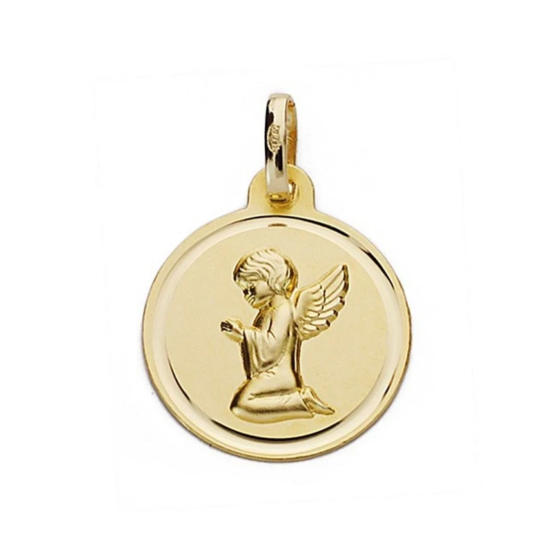 Medalla oro 18k Ángel de la Guarda 16mm, redondo [9065]