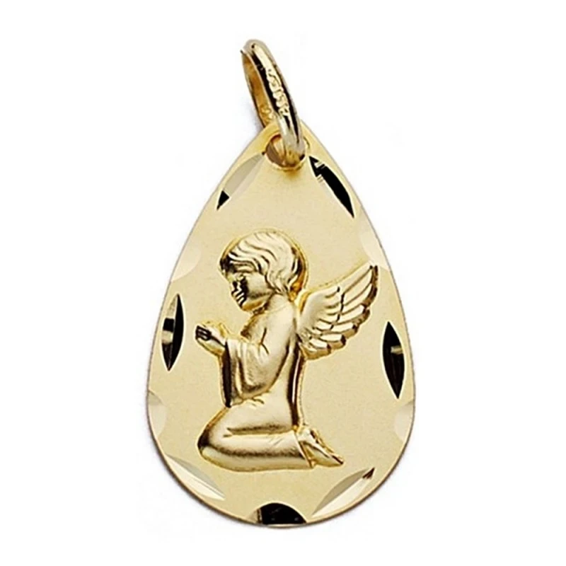 Medalla oro 18k Ángel de la Guarda 19mm. lágrima [9066]