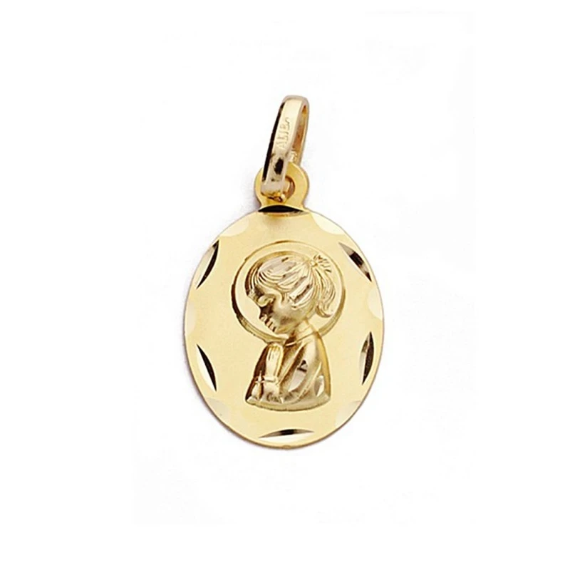 Medalla oro 18k Virgen Niña 19mm. ovalada [9070]