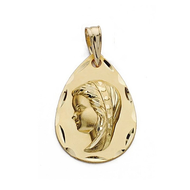 Medalla oro 18k Virgen Niña 21mm. biselada [9085]