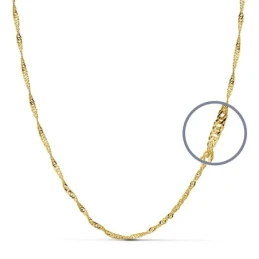 Cadena oro 18k hueca singapur 45cm. 1.45 grs. 2 mm. [9597]