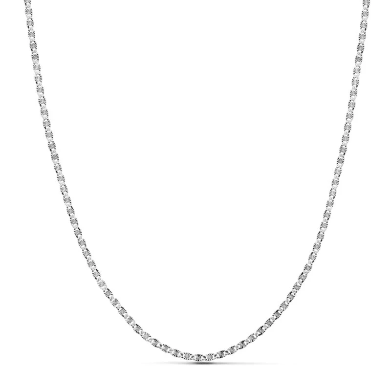 Cadena oro blanco 18k maciza diamantada 40cm. 2mm. 2.60 grs [9678]