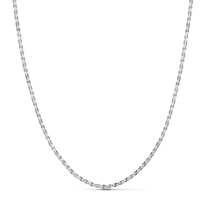 Cadena oro blanco 18k maciza diamantada 45cm. 2mm. 2.95 gr [9679]