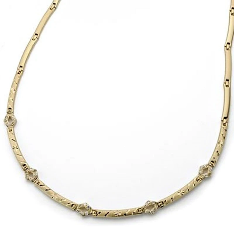 Gargantilla oro 18k circonitas 45cm. [AA0010]