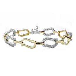 Pulsera oro 18k bicolor circonita 19cm. [AA0024]