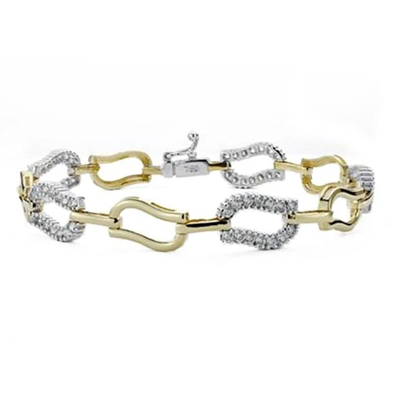 Pulsera oro 18k bicolor circonita 19cm. [AA0024]