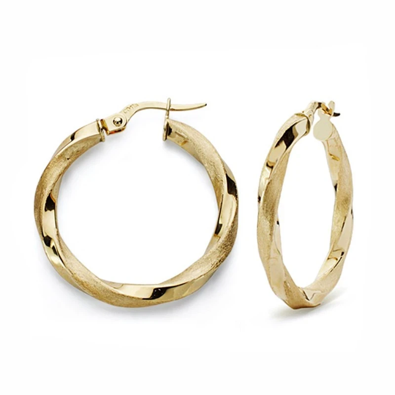 Pendientes oro 18k aros 25mm. mate y brillo criollas [AA0040]