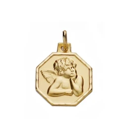 Medalla oro 18k angelito 16mm. [AA0067]