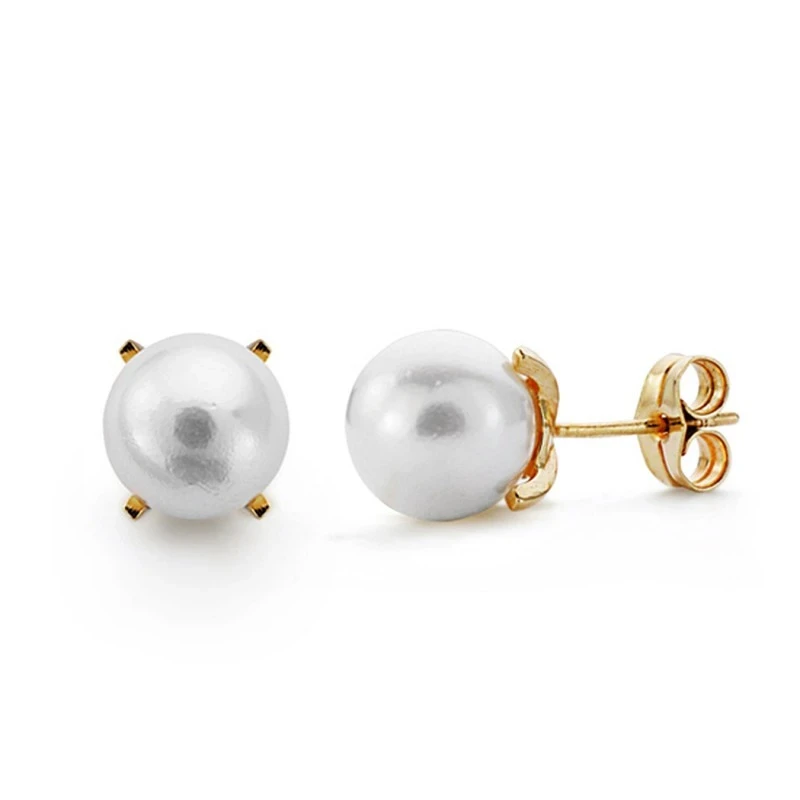 Pendientes oro 18k perla cultivada 7.5mm. [AA0099]
