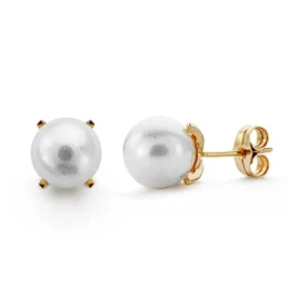 Pendientes oro 18k perla cultivada 8mm. [AA0100]