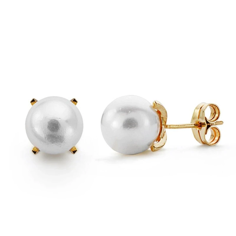 Pendientes oro 18k perla cultivada 8mm. [AA0100]