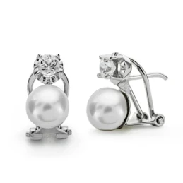 Pendientes oro blanco 18k perla cultivada 7mm. [AA0103]