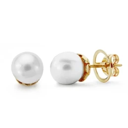Pendientes oro 18k perla cultivada 10mm. [AA0105]