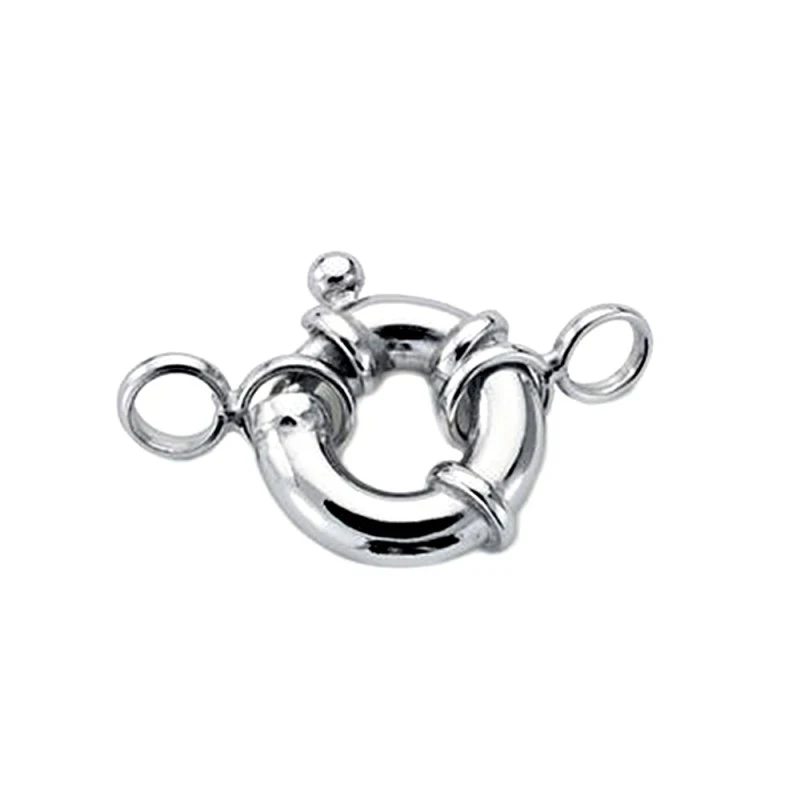 Fornitura oro blanco 18k cierre timón hueco 10mm. [AA0122]