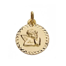 Medalla oro 18k ángel 16mm. [AA0127]