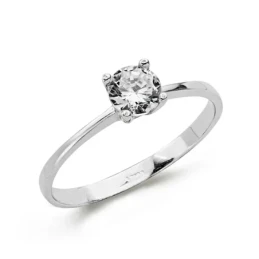 Solitario oro blanco 18k circonita 4.5mm. [AA0132]
