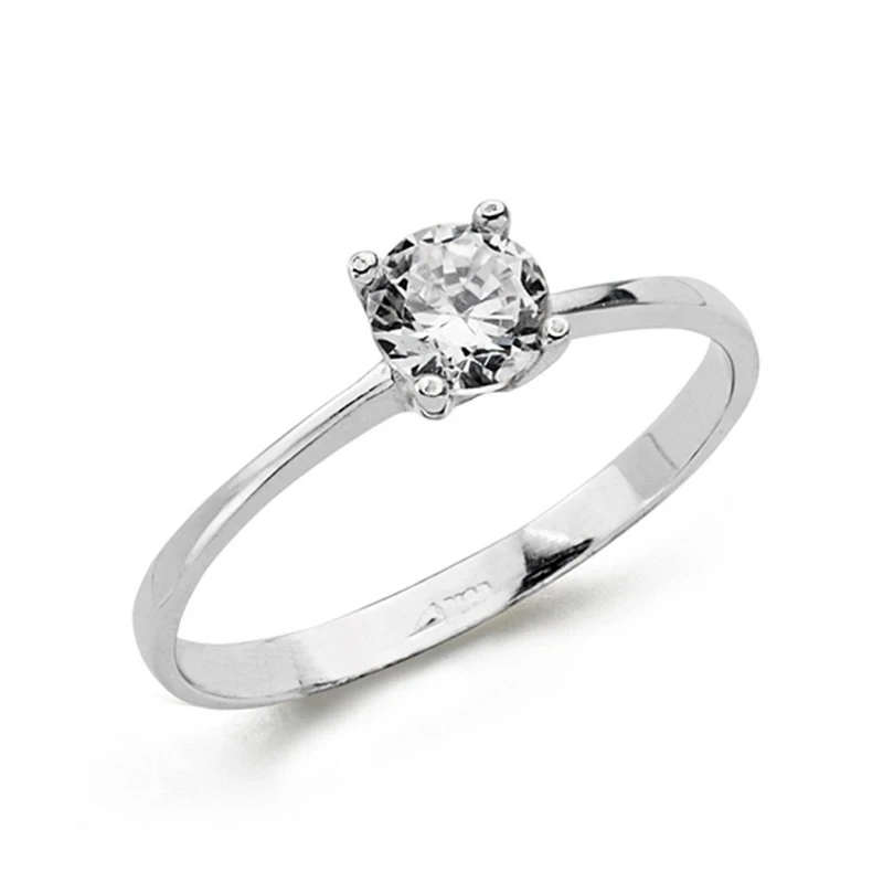 Solitario oro blanco 18k circonita 4.5mm. [AA0132]